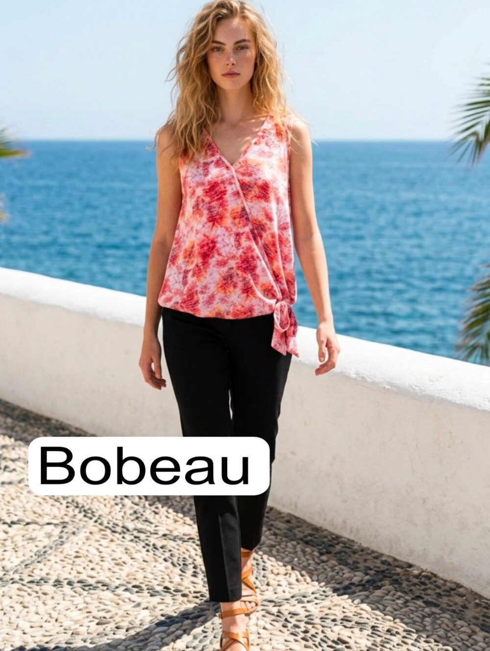NEW Bobeau SOFT silky Cool Top. Vibrant Colors. Size Large.